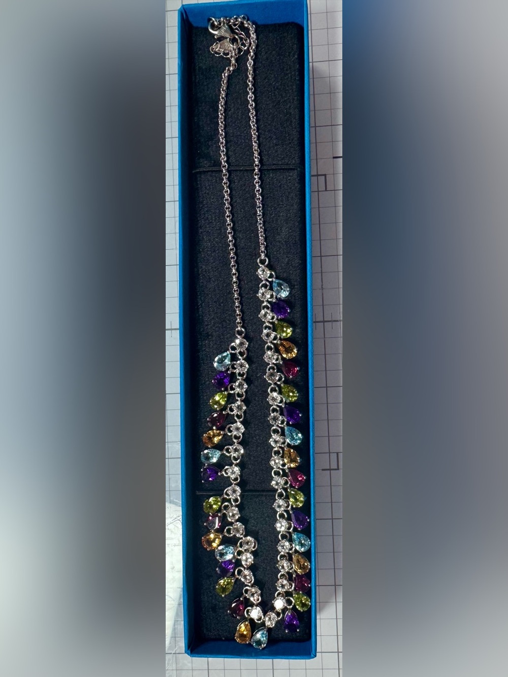 20.19CTW Multi-Gemstone & 8.85CTW White Topaz Rhodium over Silver Necklace 18”
